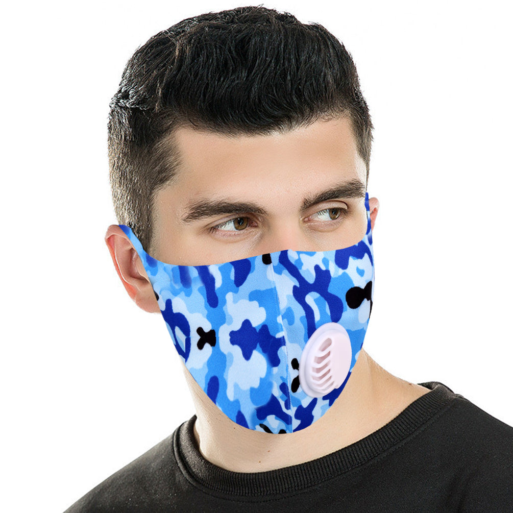 700Pcs Dust Mask with Filter, Fashion Washable Cloth Face Mask Reusable, Blue camo print