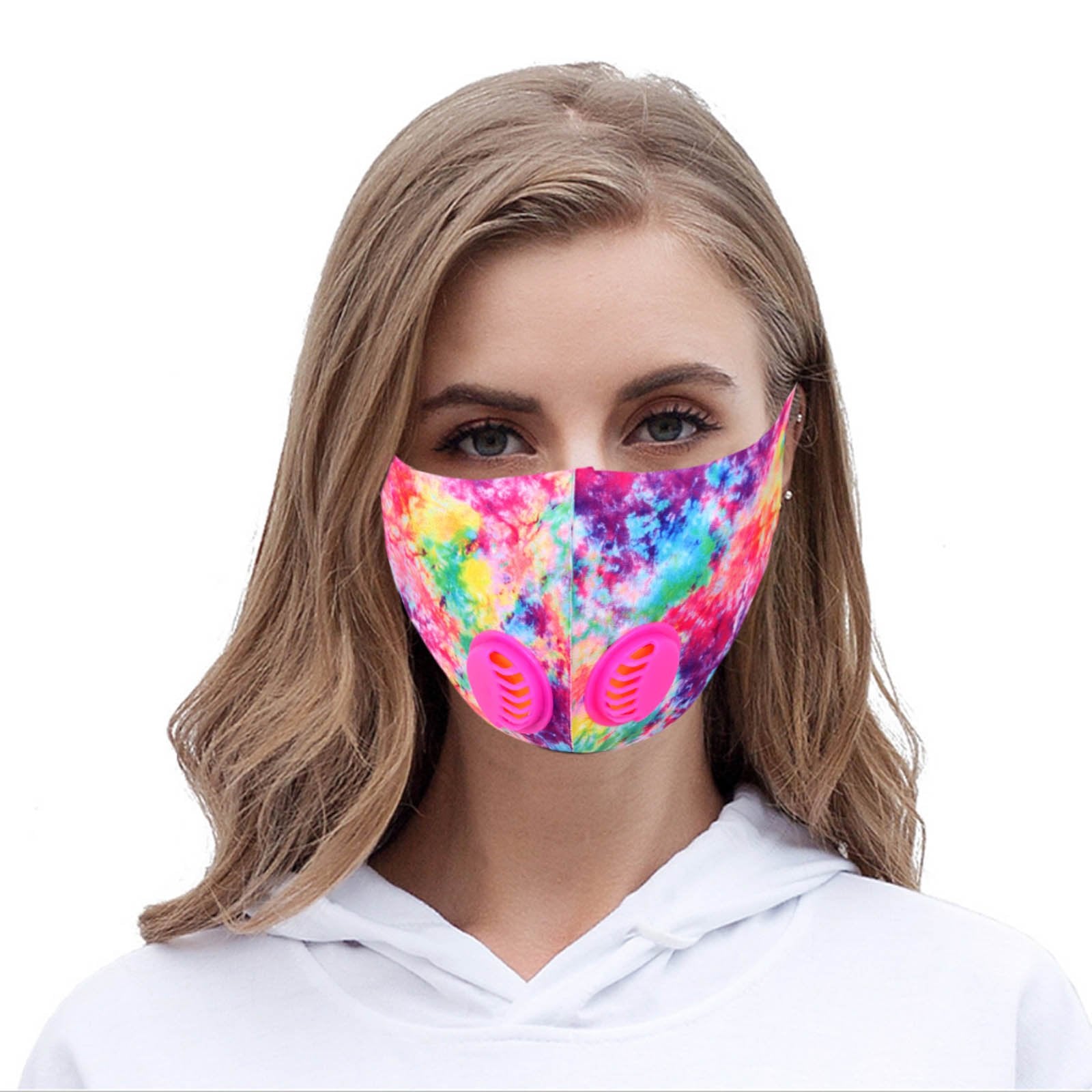 FM-7003DR Multi Color Print Double Breathing Valve Single Ply Face Mask