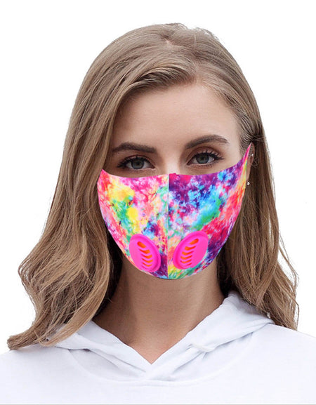 FM-7003DR Multi Color Print Double Breathing Valve Single Ply Face Mask