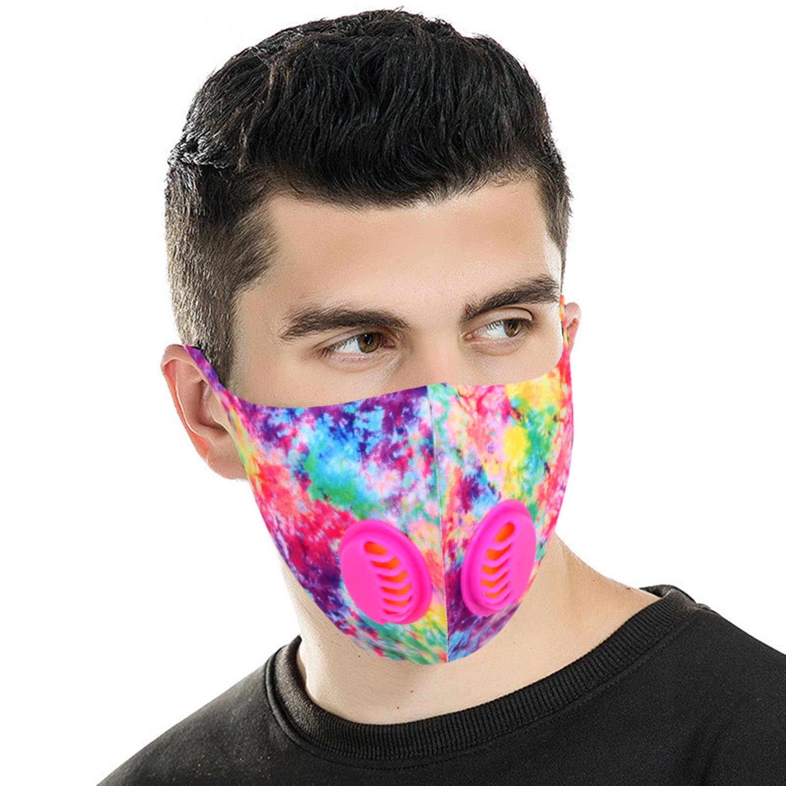 FM-7003DR Multi Color Print Double Breathing Valve Single Ply Face Mask