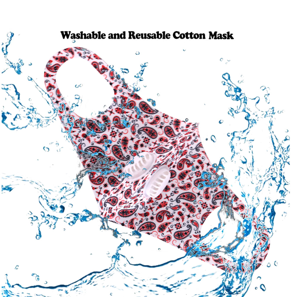 500Pcs White Paisley Print Double Breathing Valve Single Ply Face Mask
