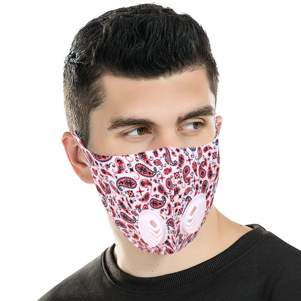 500Pcs White Paisley Print Double Breathing Valve Single Ply Face Mask