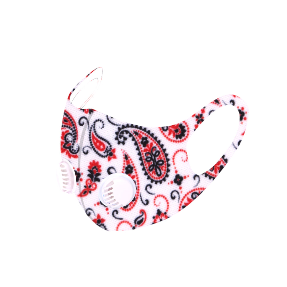 500Pcs White Paisley Print Double Breathing Valve Single Ply Face Mask