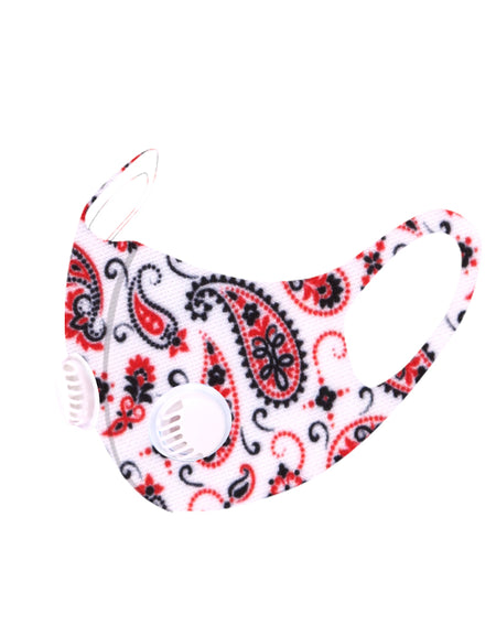 500Pcs White Paisley Print Double Breathing Valve Single Ply Face Mask