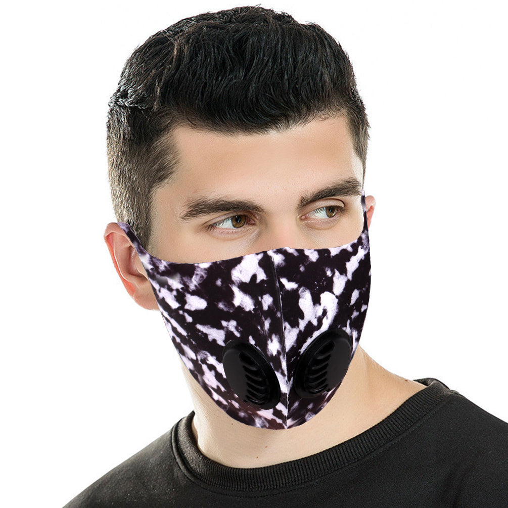 500Pcs Black Camo Print Double Breathing Valve Single Ply Face Mask