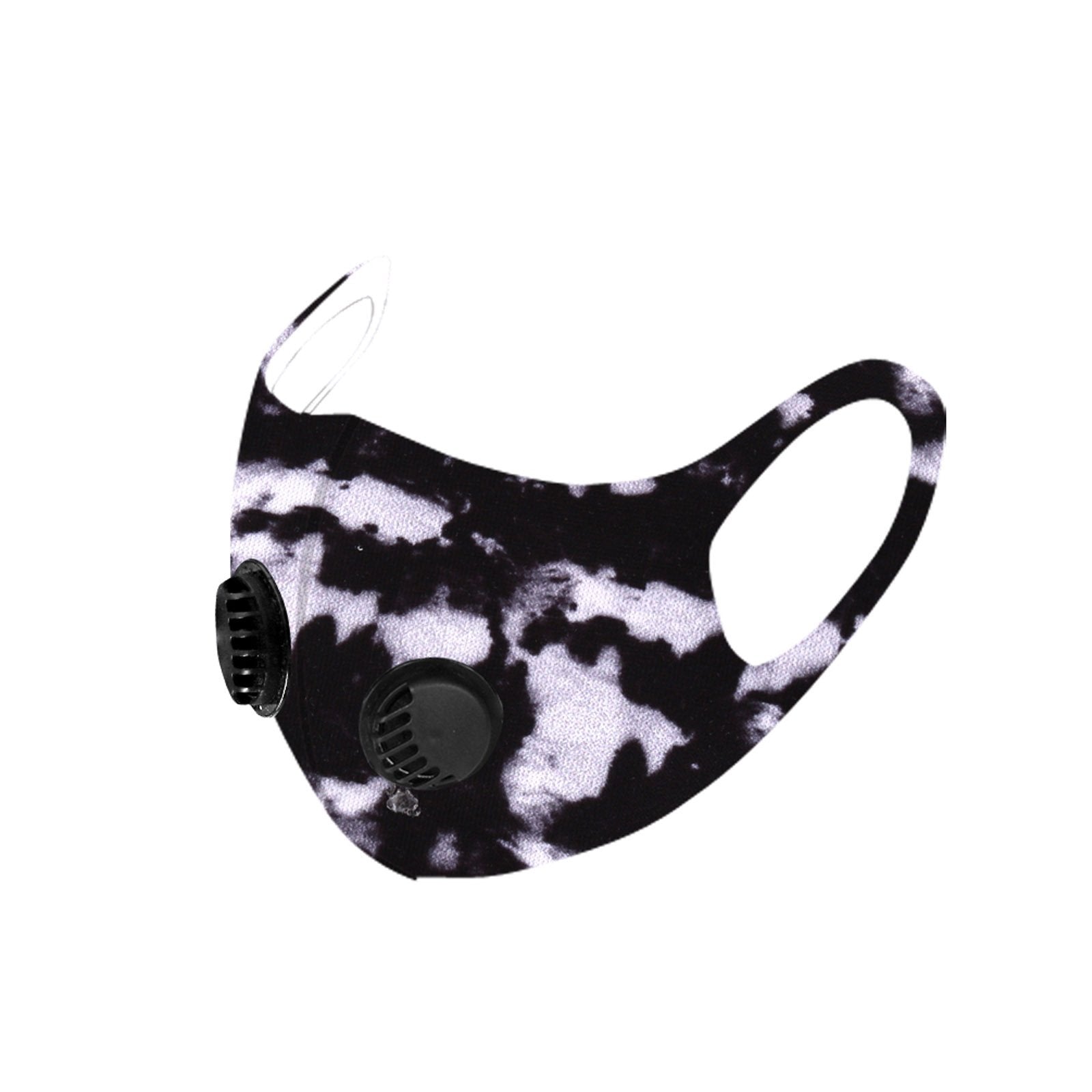 Black Camo Print Double Breathing Valve Single Ply Face Mask