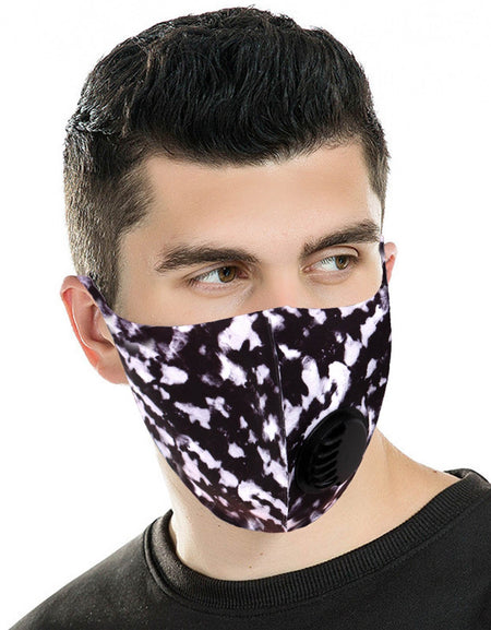 Black Camo Print Single Breathing Valve Single Ply Face Mask