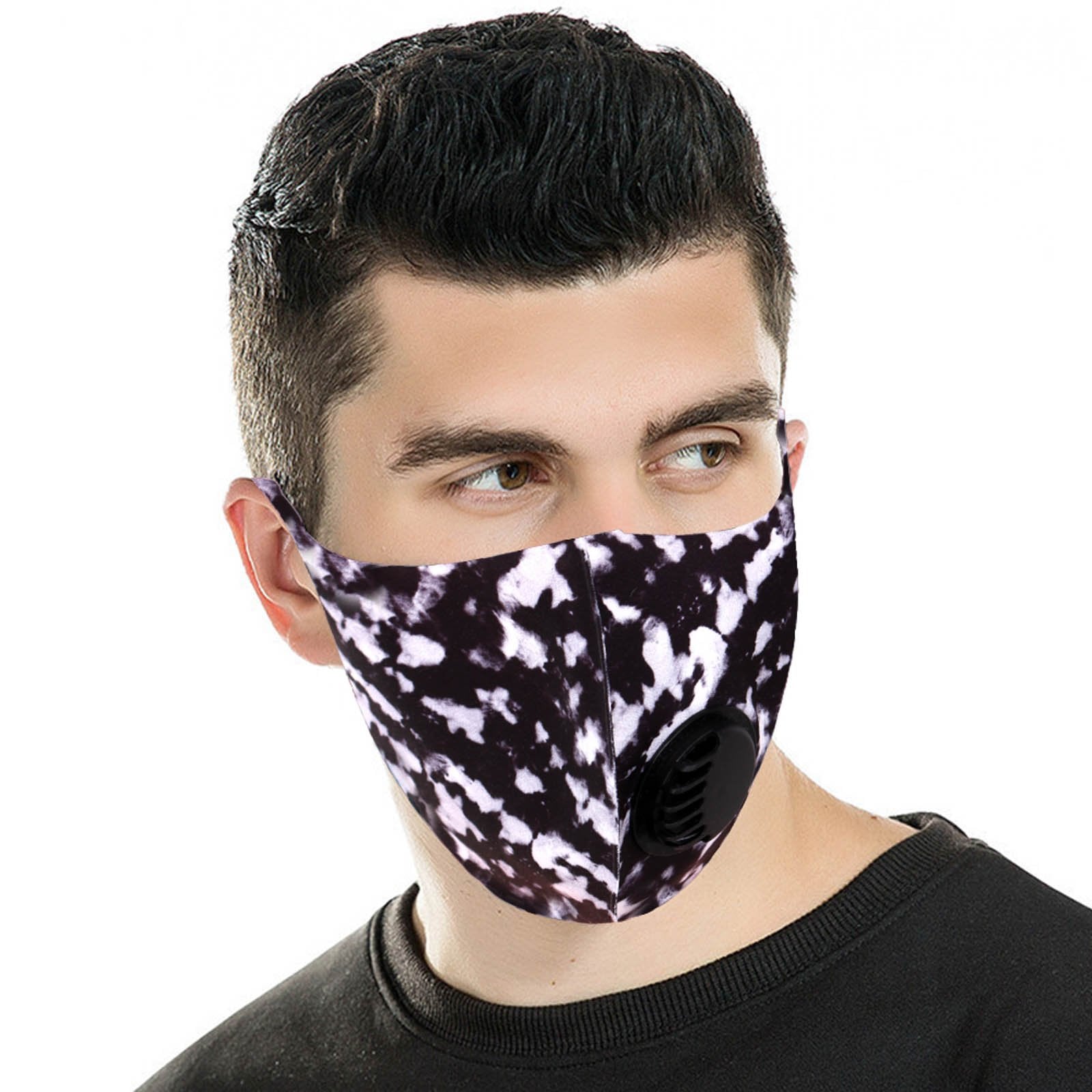Black Camo Print Single Breathing Valve Single Ply Face Mask
