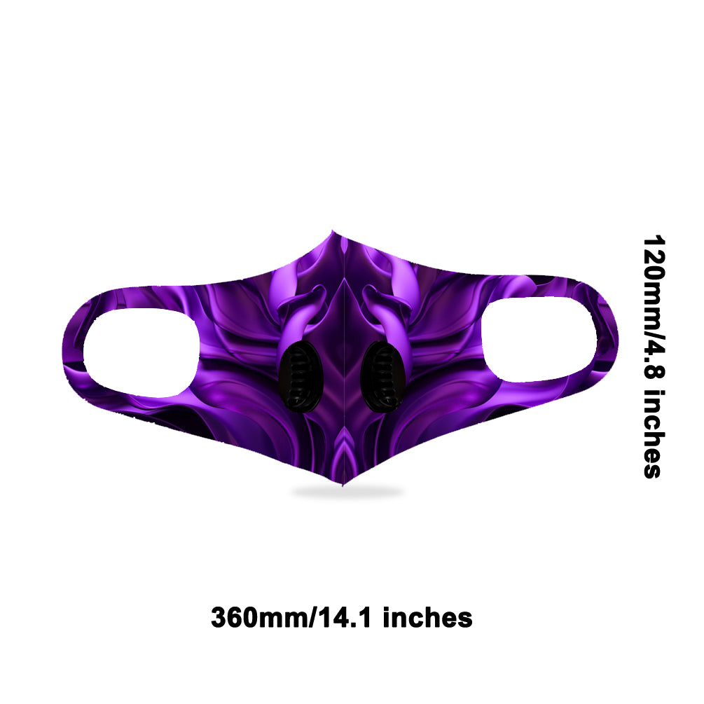 Dust Mask with Double Filters, Fashion Washable Cloth Face Mask Reusable, Purple flower print