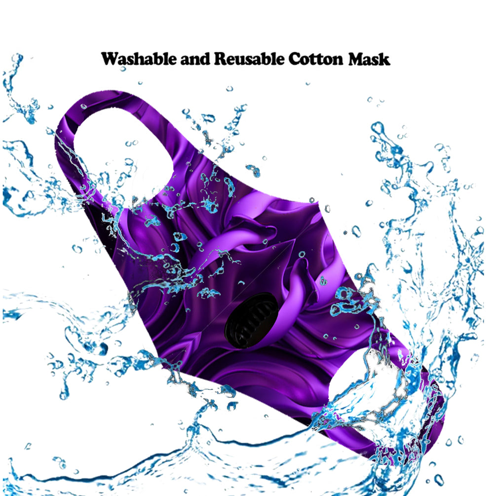 Dust Mask with Filter, Fashion Washable Cloth Face Mask Reusable, Purple flower print