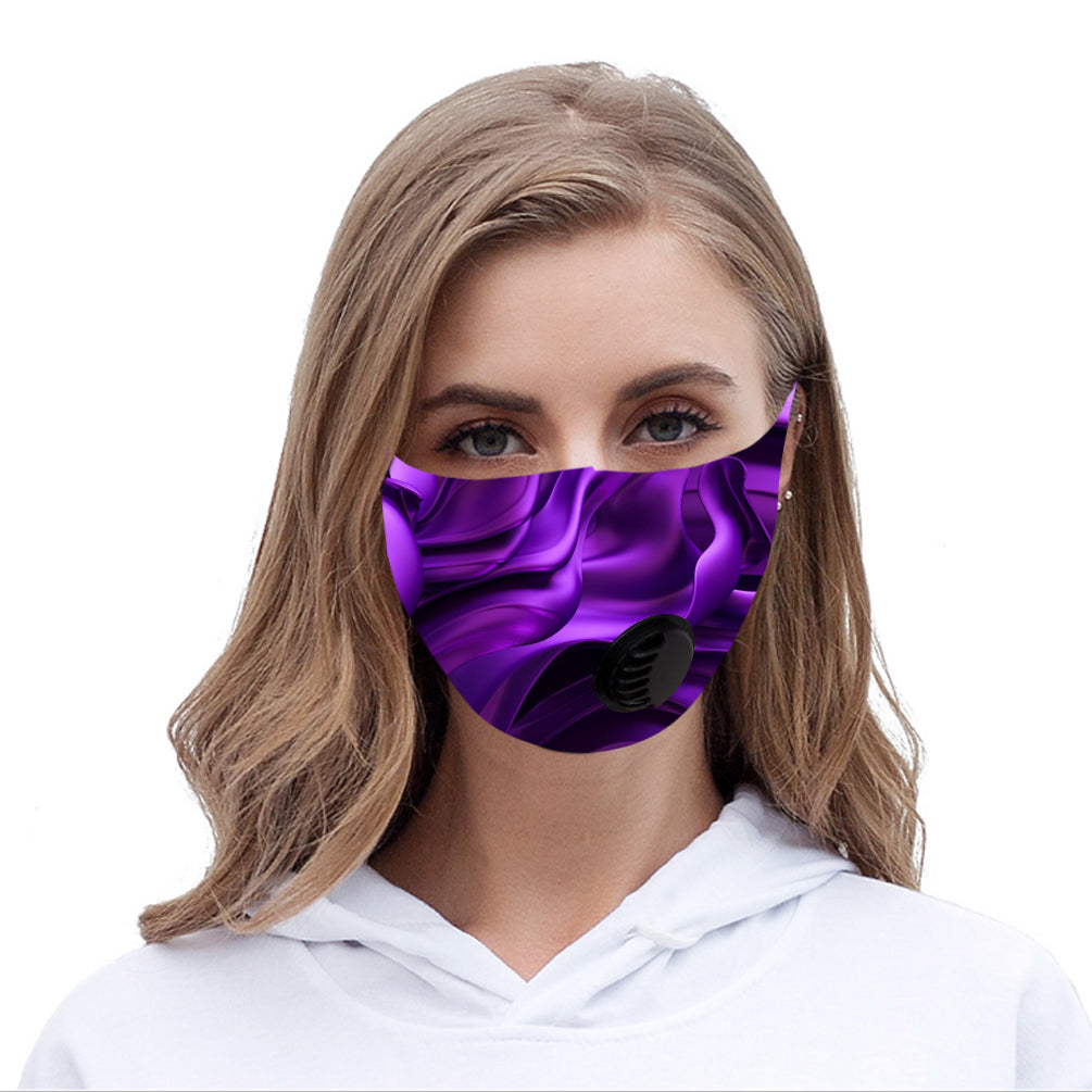 Dust Mask with Filter, Fashion Washable Cloth Face Mask Reusable, Purple flower print