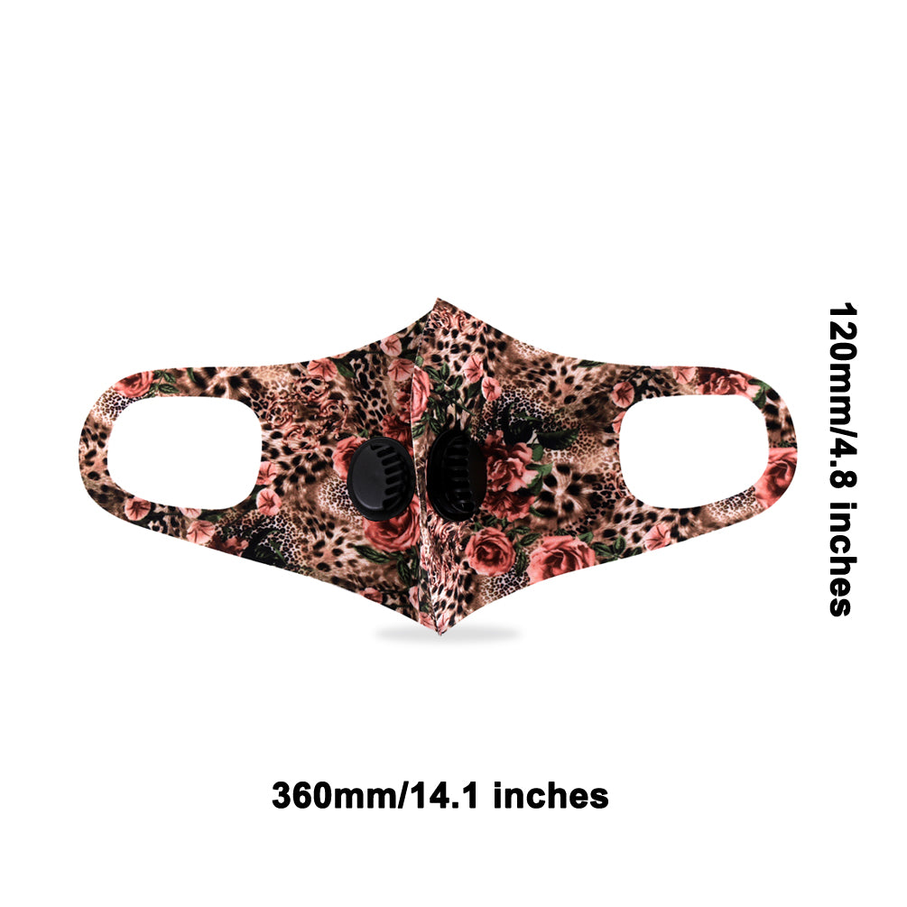 500Pcs Leopard Flower Print Double Breathing Valve Single Ply Face Mask