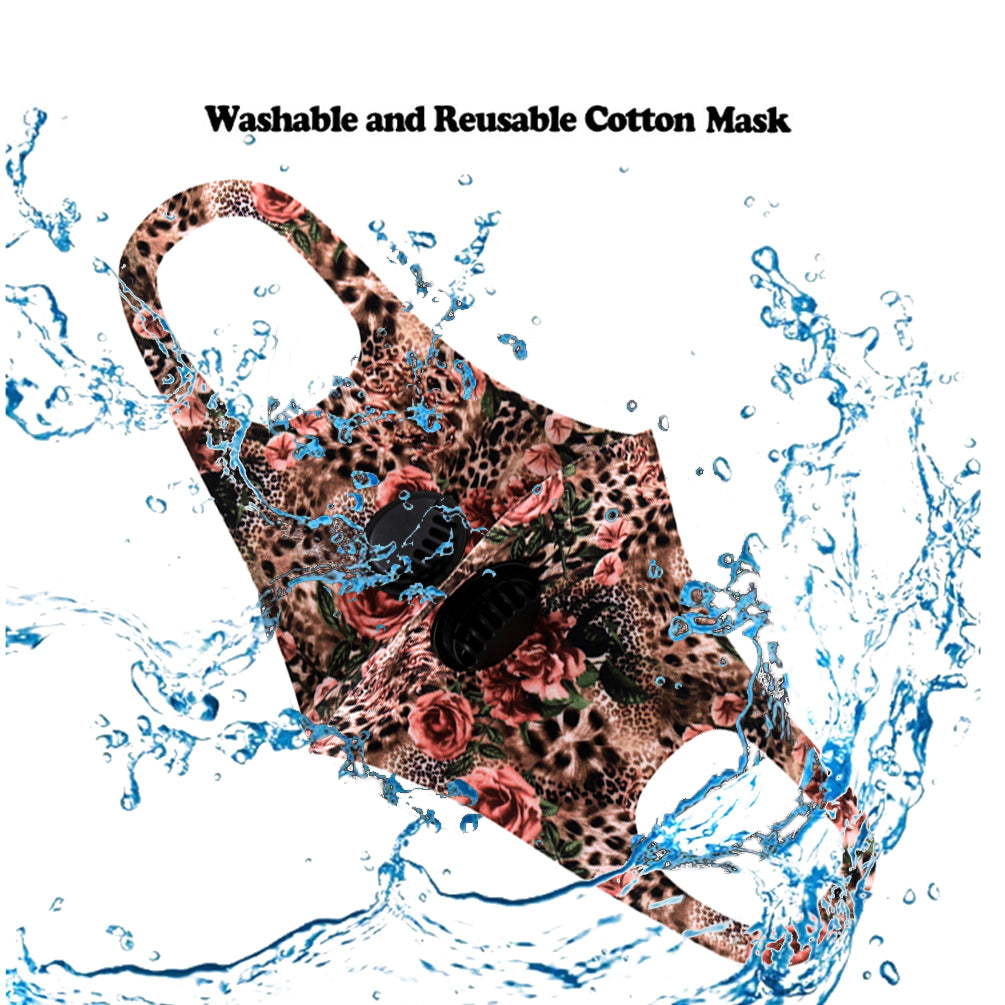 500Pcs Leopard Flower Print Double Breathing Valve Single Ply Face Mask