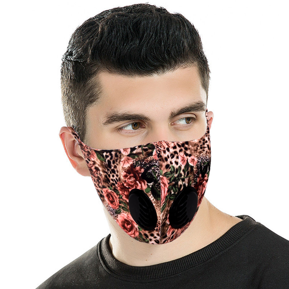 500Pcs Leopard Flower Print Double Breathing Valve Single Ply Face Mask