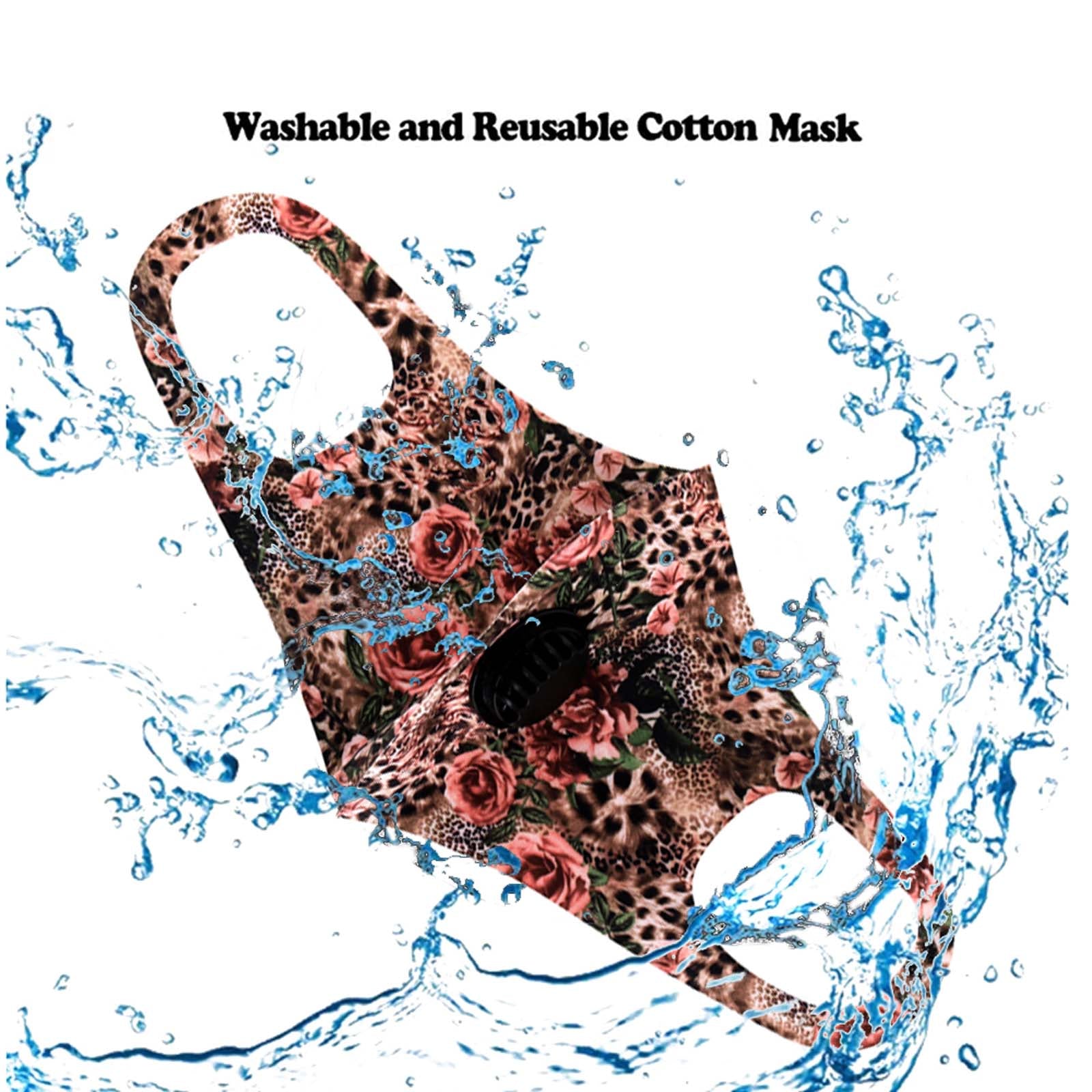 FM-7007R   Leopard Flower Print Single Breathing Valve Single Ply Face Mask