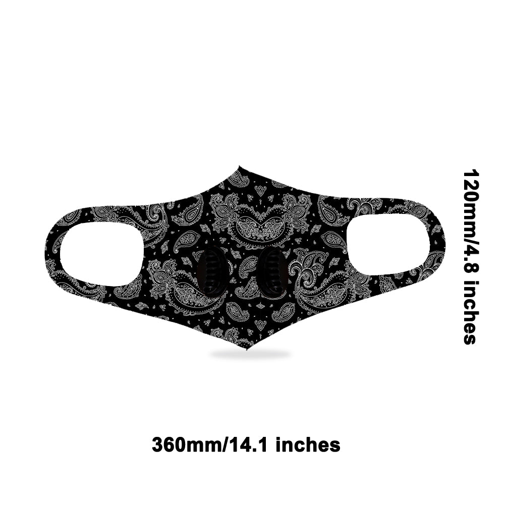 Dust Mask with Double Filters, Fashion Washable Cloth Face Mask Reusable, Black Floral Print