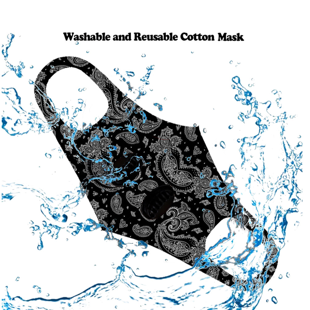500Pcs Dust Mask with Double Filters, Fashion Washable Cloth Face Mask Reusable, Black Floral Print