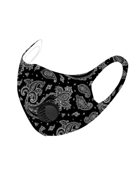 Dust Mask with Filter, Fashion Washable Cloth Face Mask Reusable, Black Floral Print