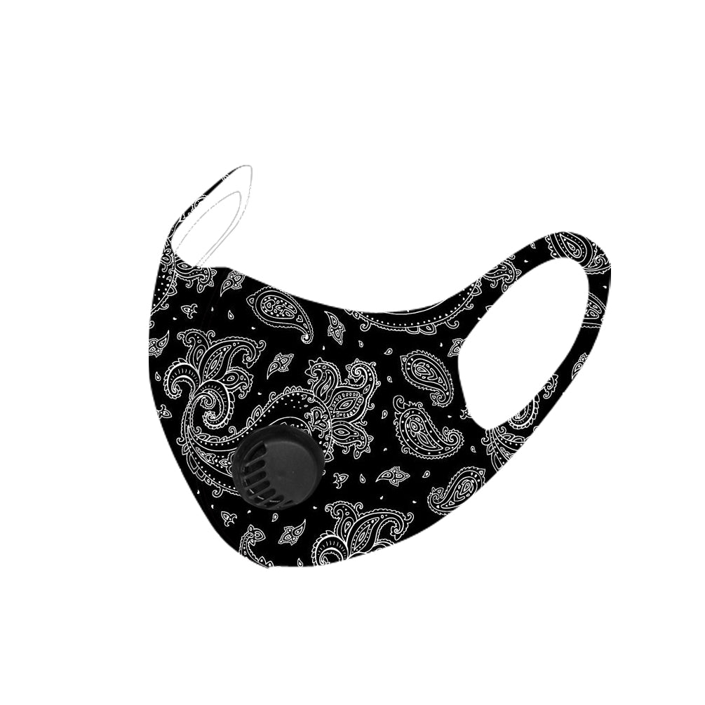 Dust Mask with Filter, Fashion Washable Cloth Face Mask Reusable, Black Floral Print