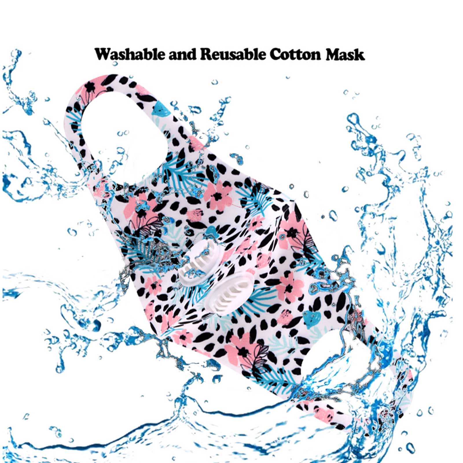FM-7009DR  Floral Print Double Breathing Valve Single Ply Face Mask