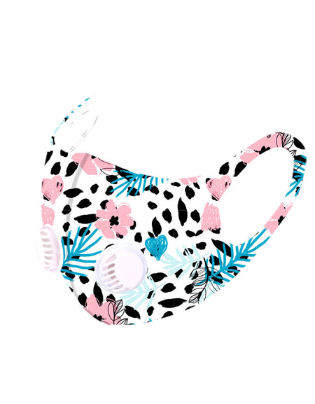 FM-7009DR  Floral Print Double Breathing Valve Single Ply Face Mask