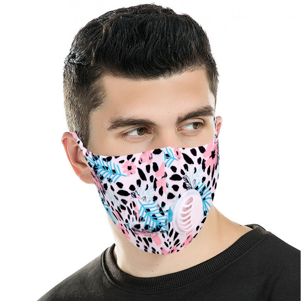 FM-7009R  Floral Print Single Breathing Valve Single Ply Face Mask