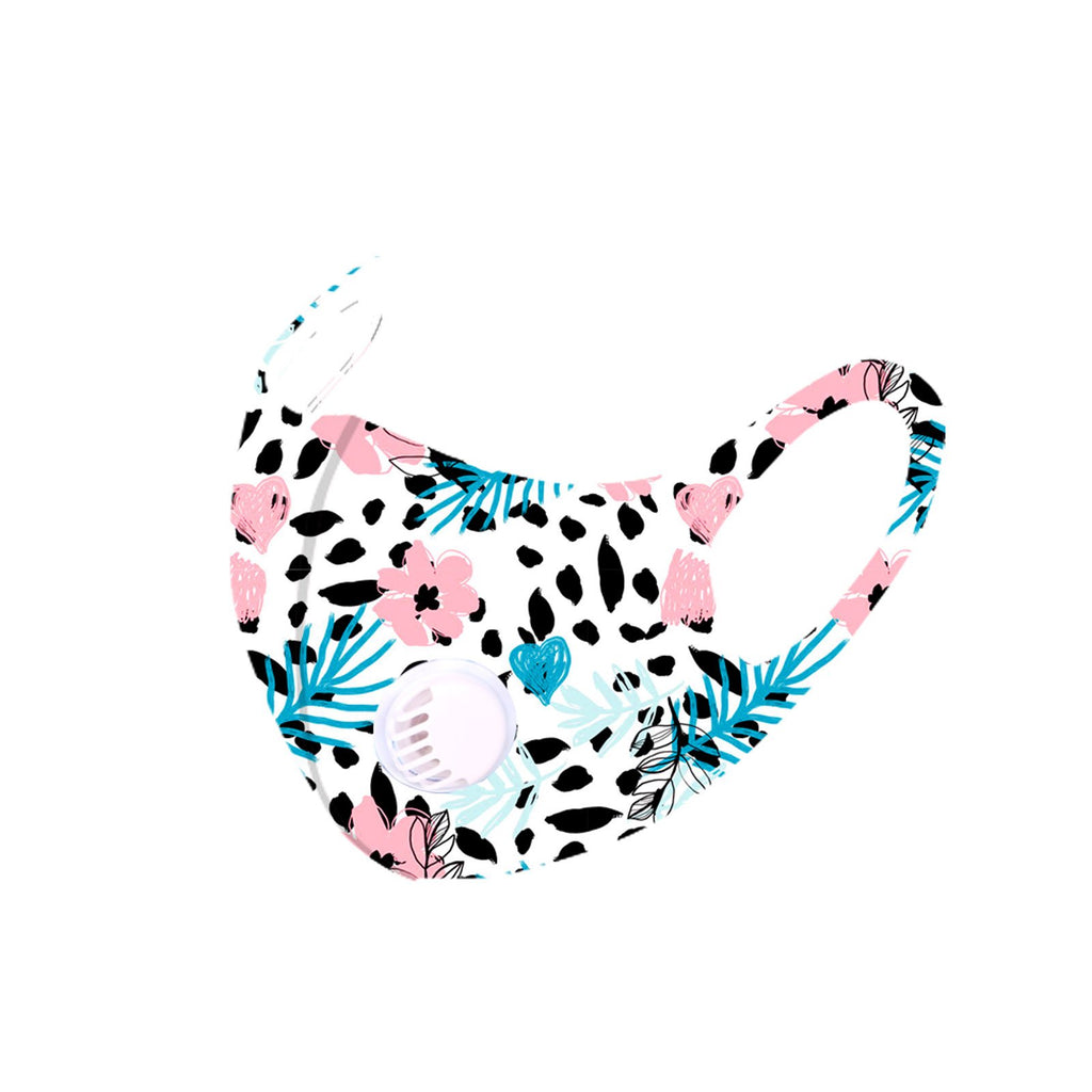 FM-7009R  Floral Print Single Breathing Valve Single Ply Face Mask
