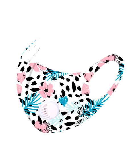 FM-7009R  Floral Print Single Breathing Valve Single Ply Face Mask