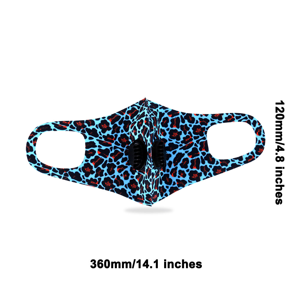 500Pcs Turquoise Leopard Print Double Breathing Valve Single Ply Face Mask