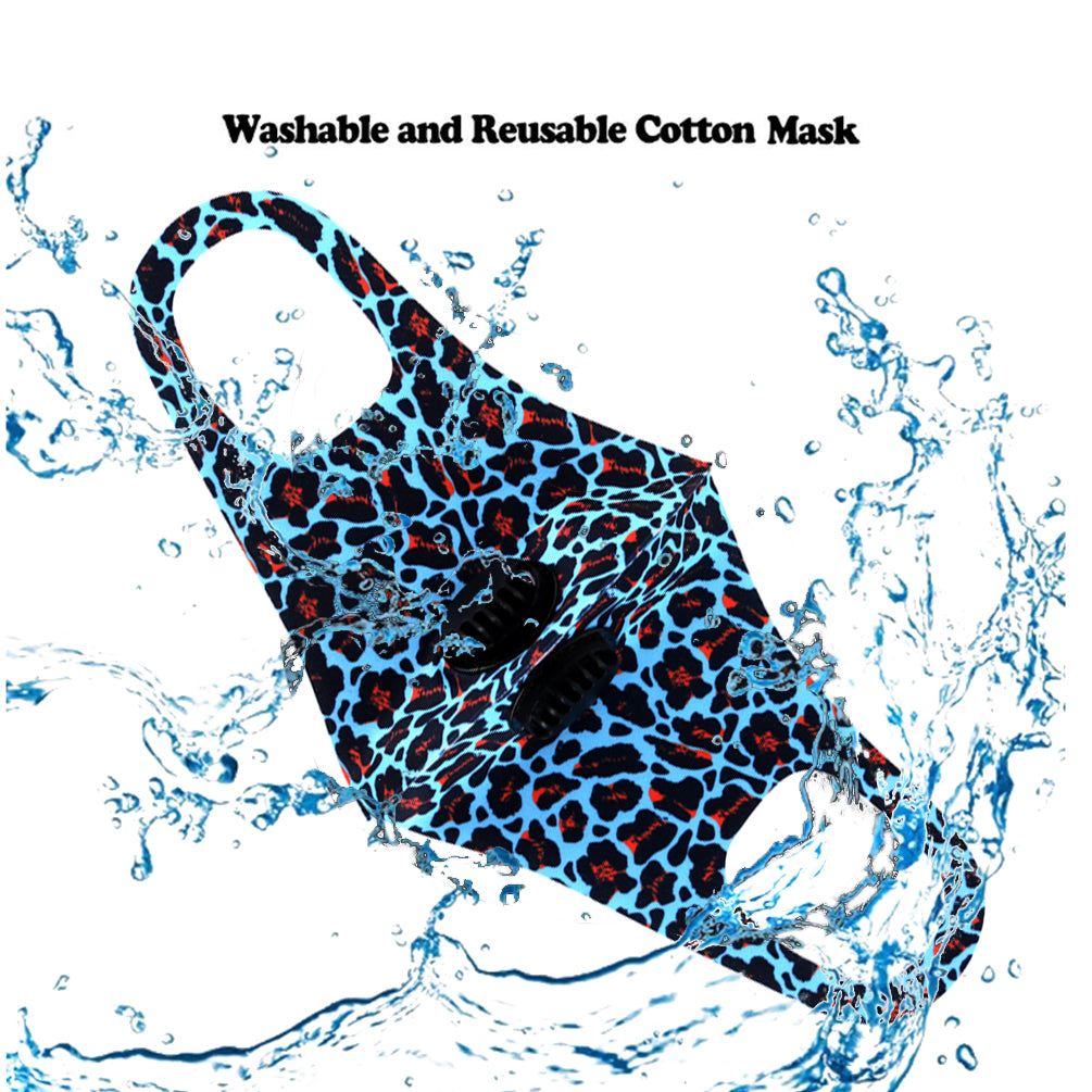 500Pcs Turquoise Leopard Print Double Breathing Valve Single Ply Face Mask