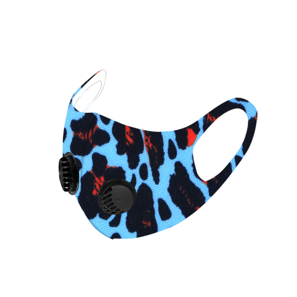 500Pcs Turquoise Leopard Print Double Breathing Valve Single Ply Face Mask