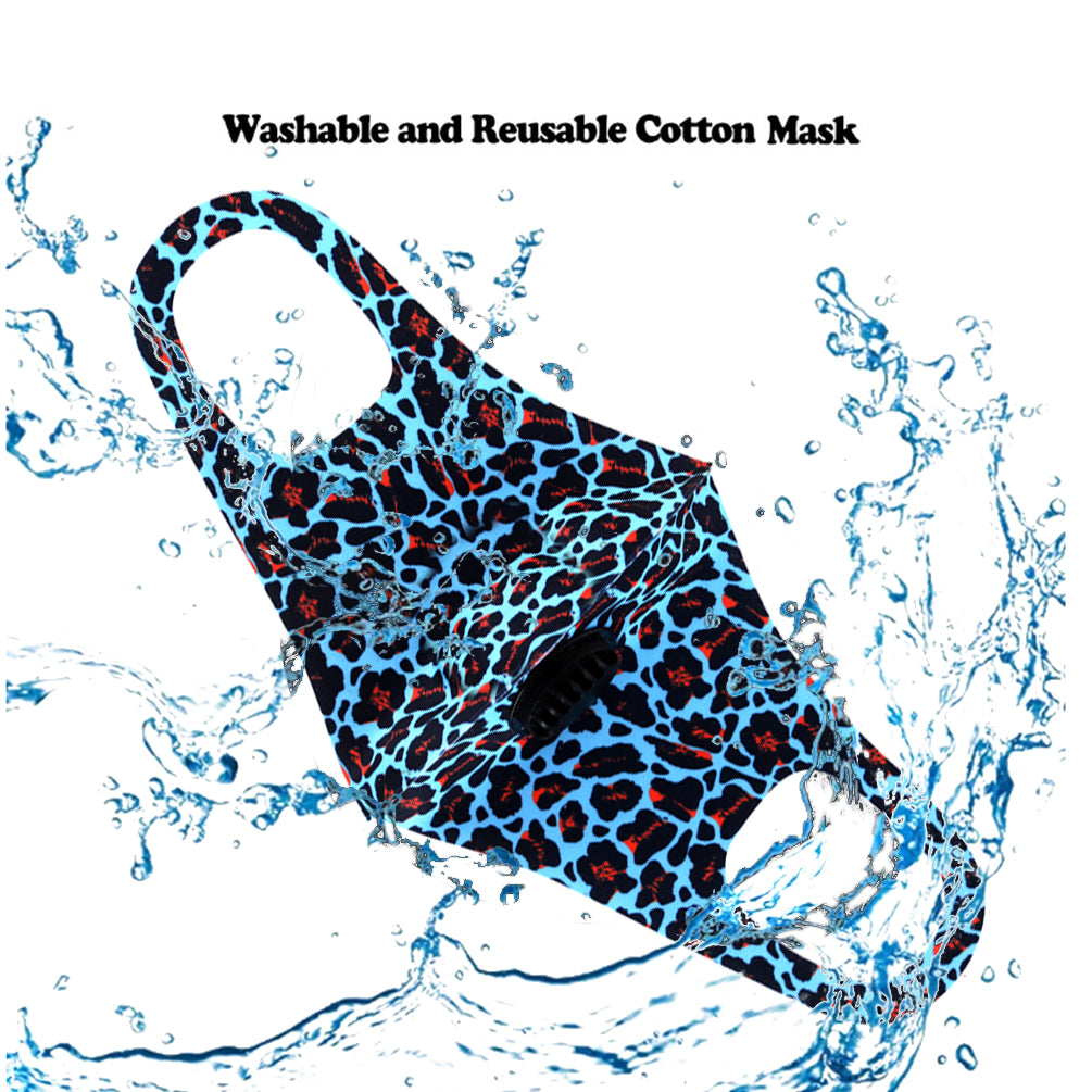 700Pcs Turquoise Leopard Print Single Breathing Valve Single Ply Face Mask