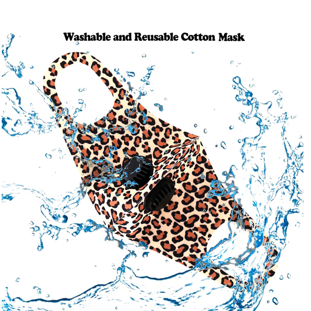 500Pcs Leopard Print Double Breathing Valve Single Ply Face Mask