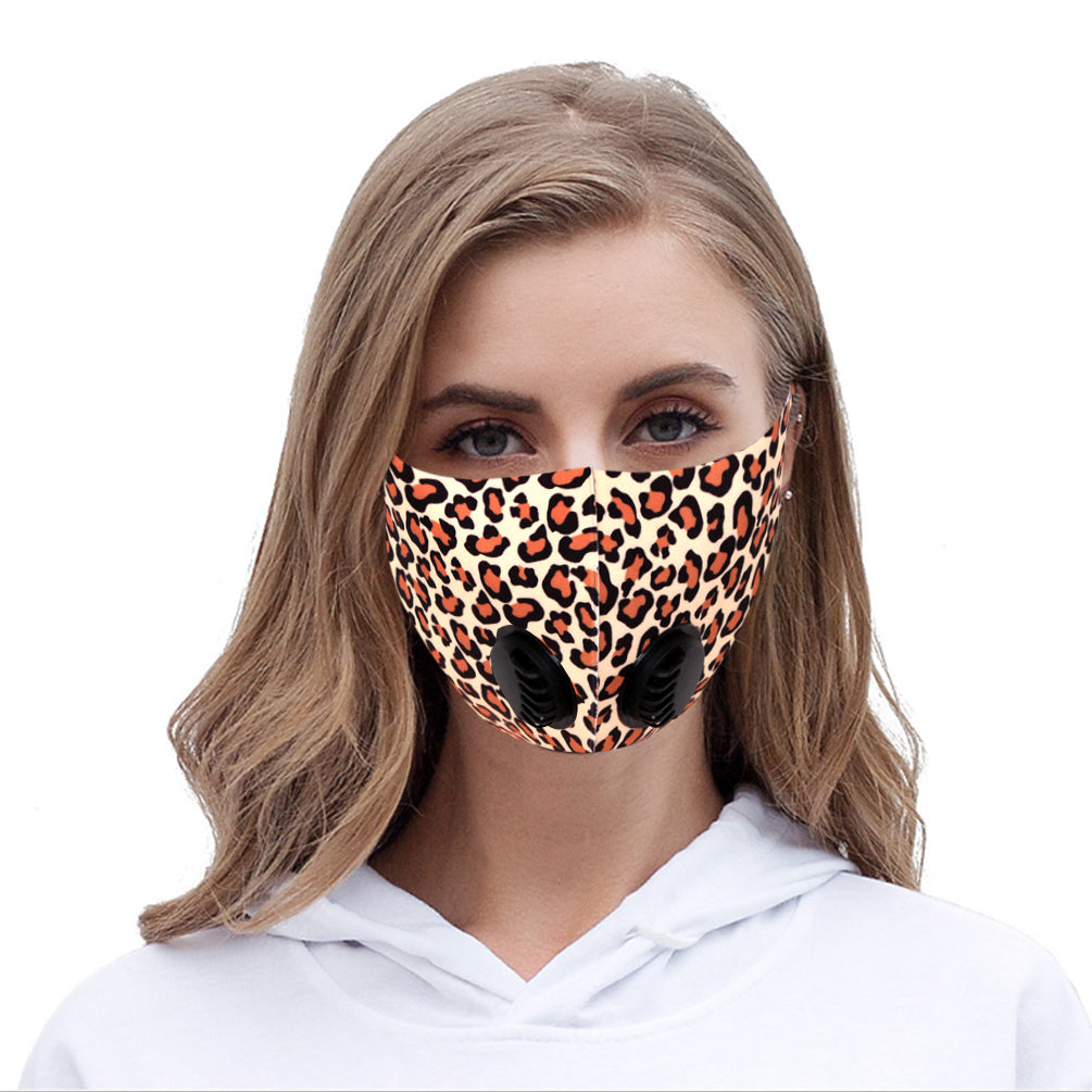 500Pcs Leopard Print Double Breathing Valve Single Ply Face Mask