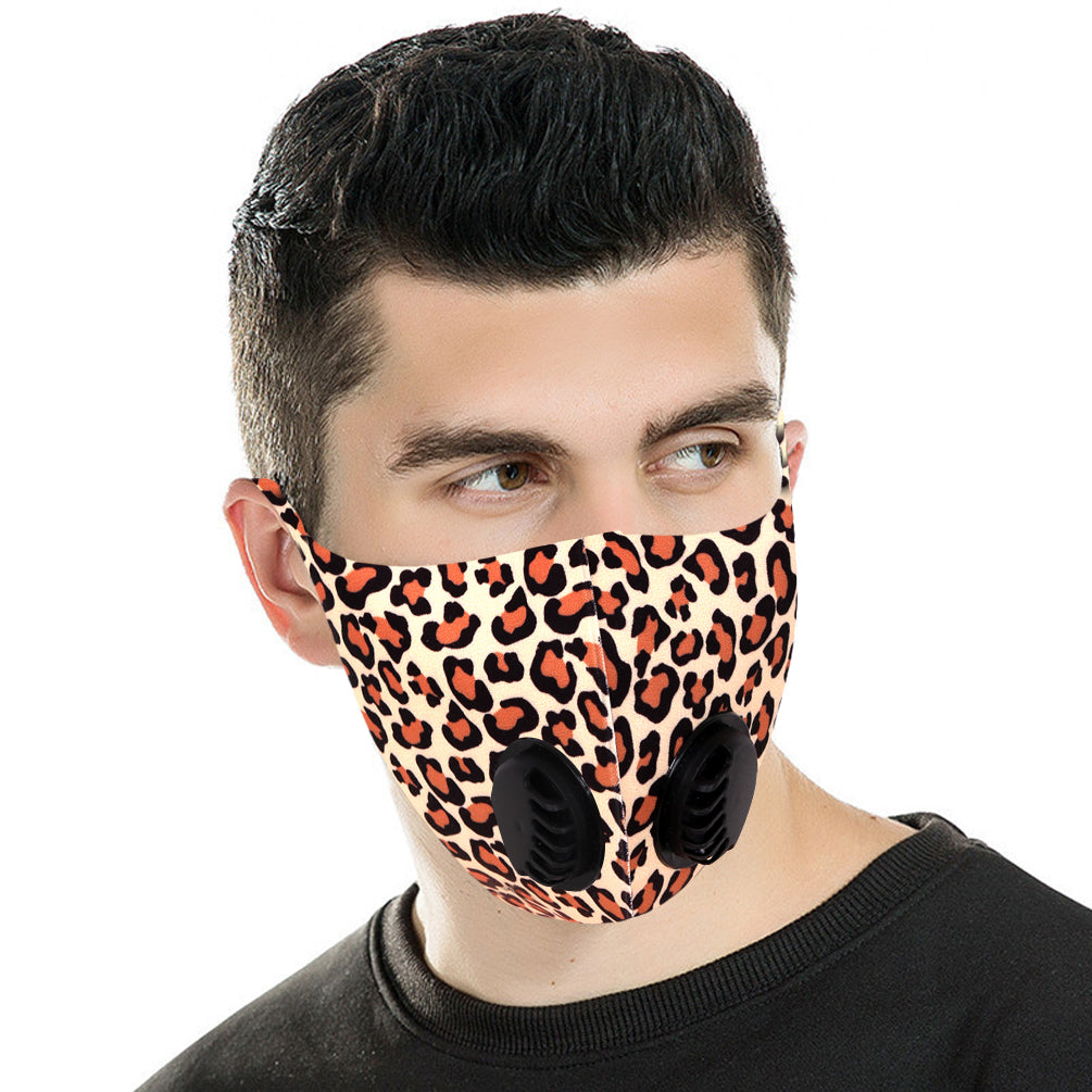 500Pcs Leopard Print Double Breathing Valve Single Ply Face Mask