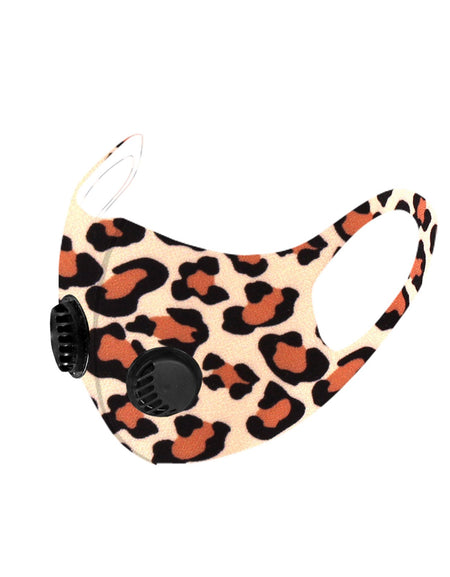 FM-7012DR  Leopard Print Double Breathing Valve Single Ply Face Mask