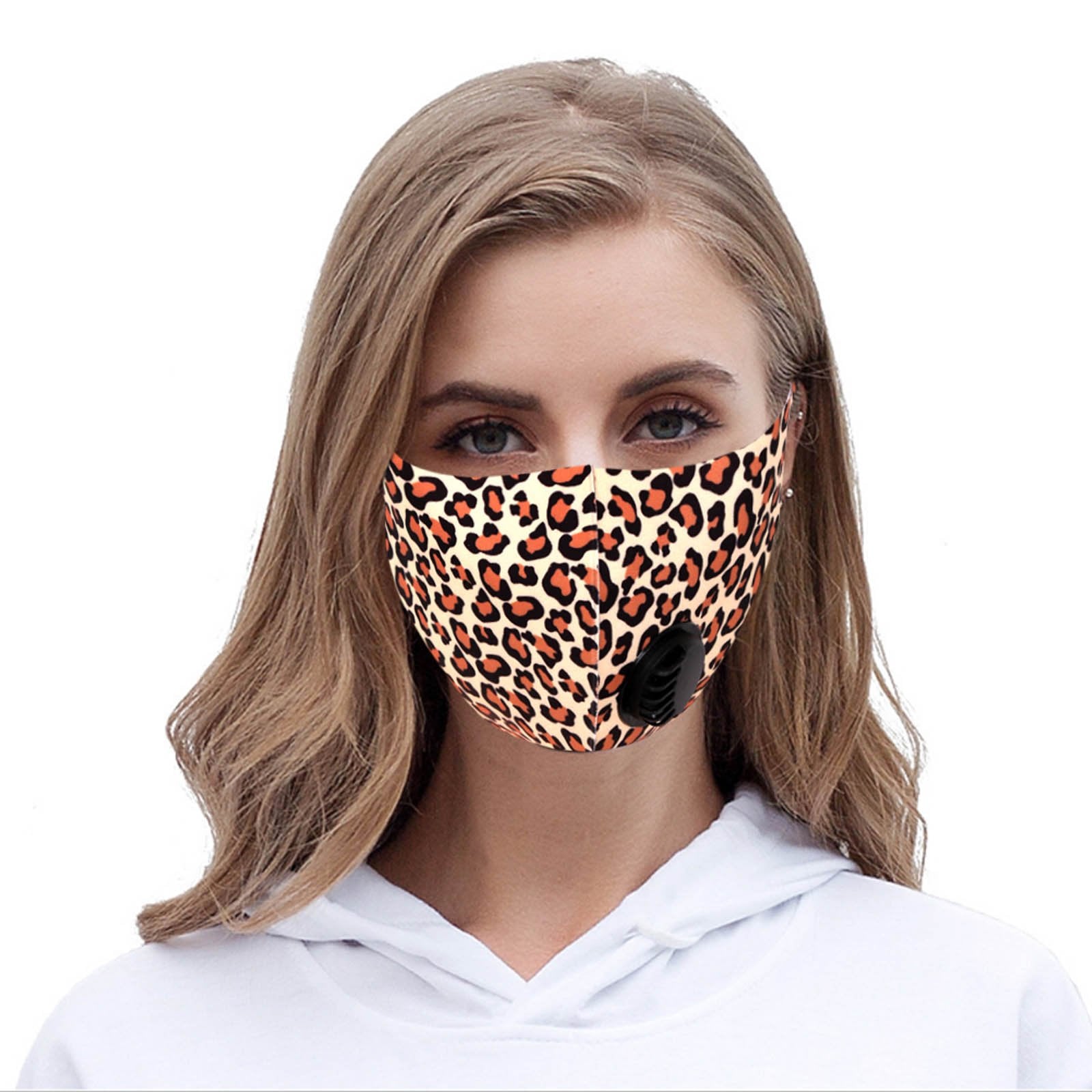 FM-7012R  Leopard Print Single Breathing Valve Single Ply Face Mask