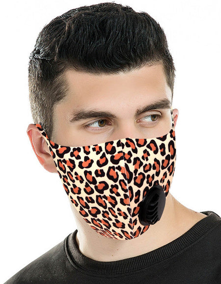 FM-7012R  Leopard Print Single Breathing Valve Single Ply Face Mask