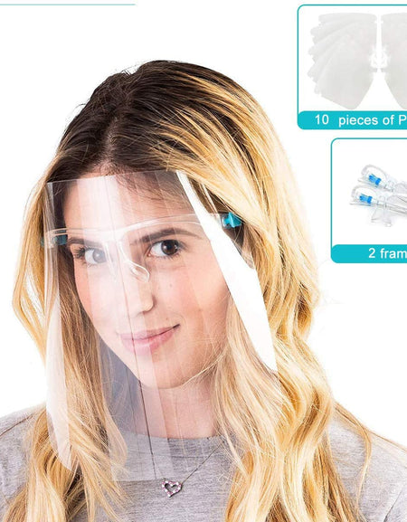 100 PCS Transparent Reusable Face Visor 20 Goggles Frames-Safety Face Shield Goggle Shield