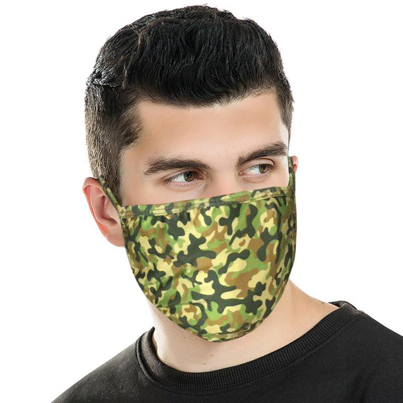 FCM-025A Camo Print Fabric Face Mask Double Layer Set of 2