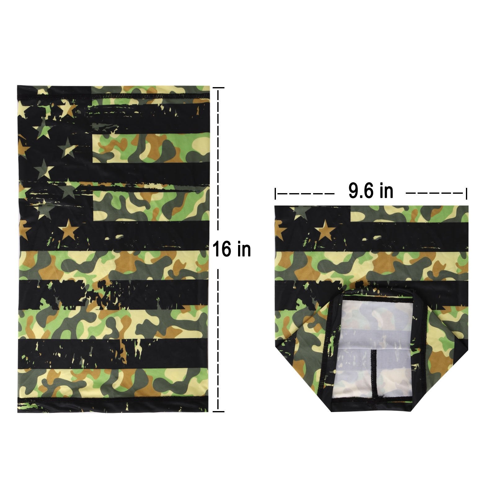 NFC-9009 Camo Flag Design Print Neck Gaiter Face Mask Reusable, Washable Bandana /Head Wrap Scarf-1Pcs/Pack