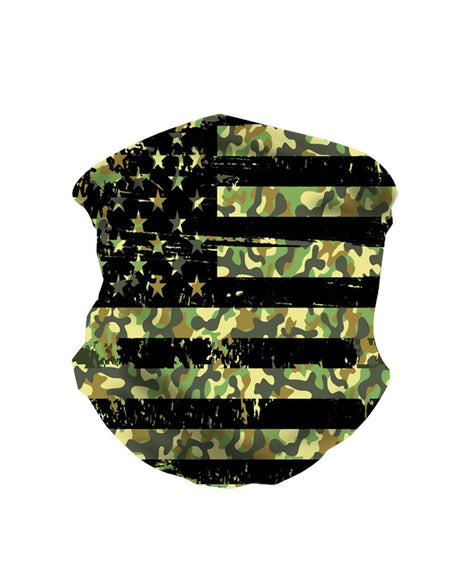 NFC-9009 Camo Flag Design Print Neck Gaiter Face Mask Reusable, Washable Bandana /Head Wrap Scarf-1Pcs/Pack