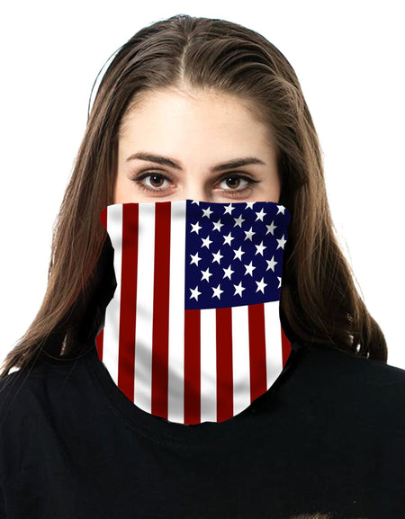 NFC-9014  American Flag Print Neck Gaiter Face Mask Reusable, Washable Bandana /Head Wrap Scarf-1Pcs/Pack