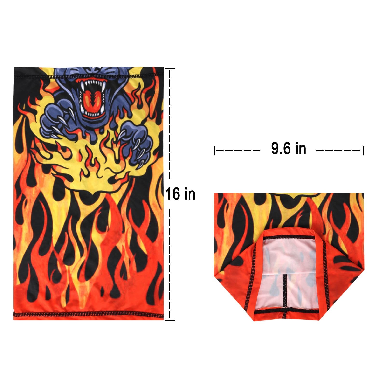 NFC-9016  Flaming Black Tiger Print Neck Gaiter Face Mask Reusable, Washable Bandana /Head Wrap Scarf-1Pcs/Pack