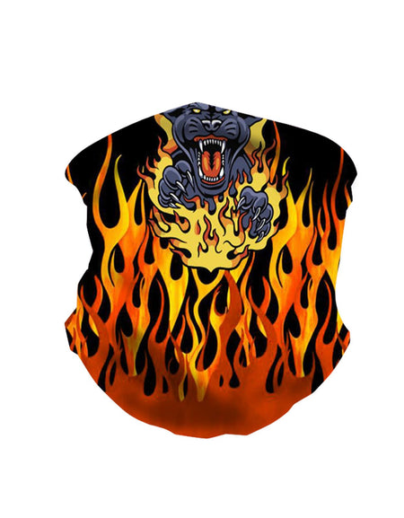 NFC-9016  Flaming Black Tiger Print Neck Gaiter Face Mask Reusable, Washable Bandana /Head Wrap Scarf-1Pcs/Pack