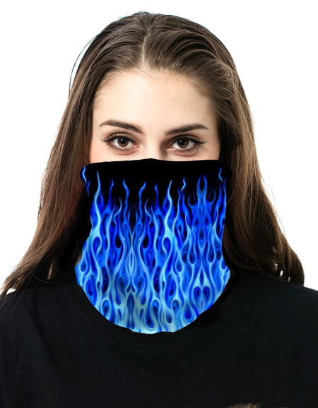 NFC-9017  Blue Flame Fire Neck Gaiter Face Mask Reusable, Washable Bandana /Head Wrap Scarf-1Pcs/Pack