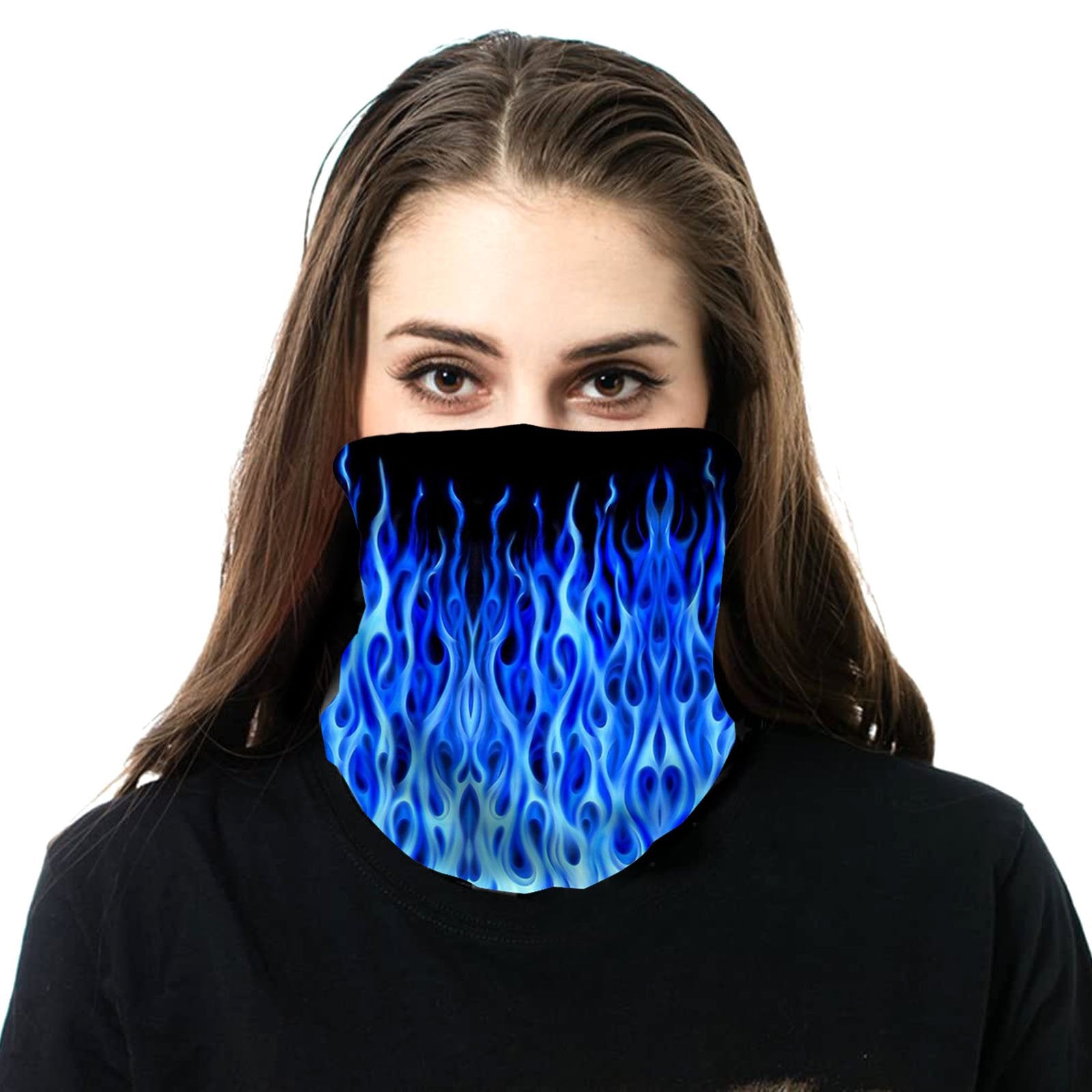 NFC-9017  Blue Flame Fire Neck Gaiter Face Mask Reusable, Washable Bandana /Head Wrap Scarf-1Pcs/Pack