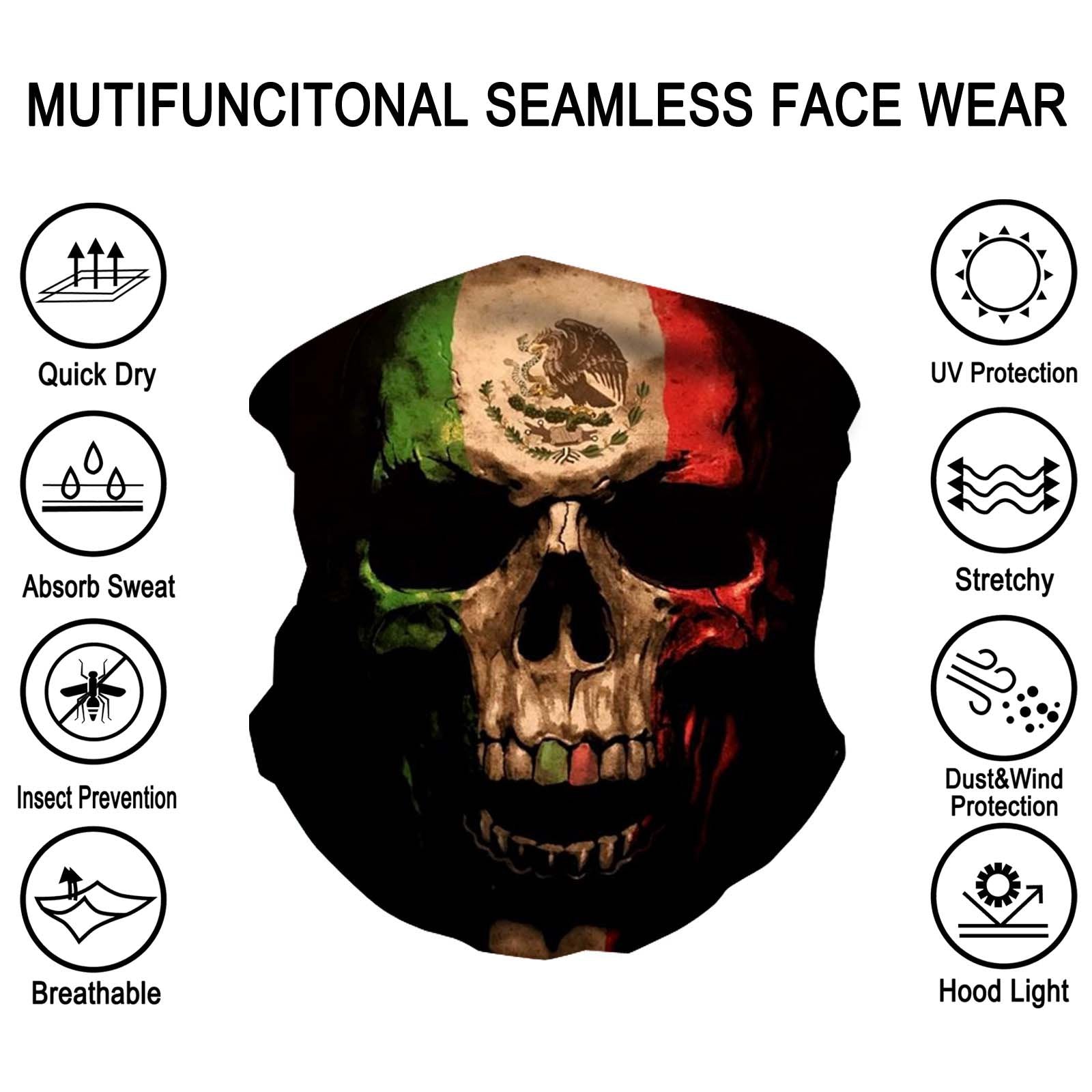 NFC-9020  Skull Print Neck Gaiter Face Mask Reusable, Washable Bandana /Head Wrap Scarf-1Pcs/Pack