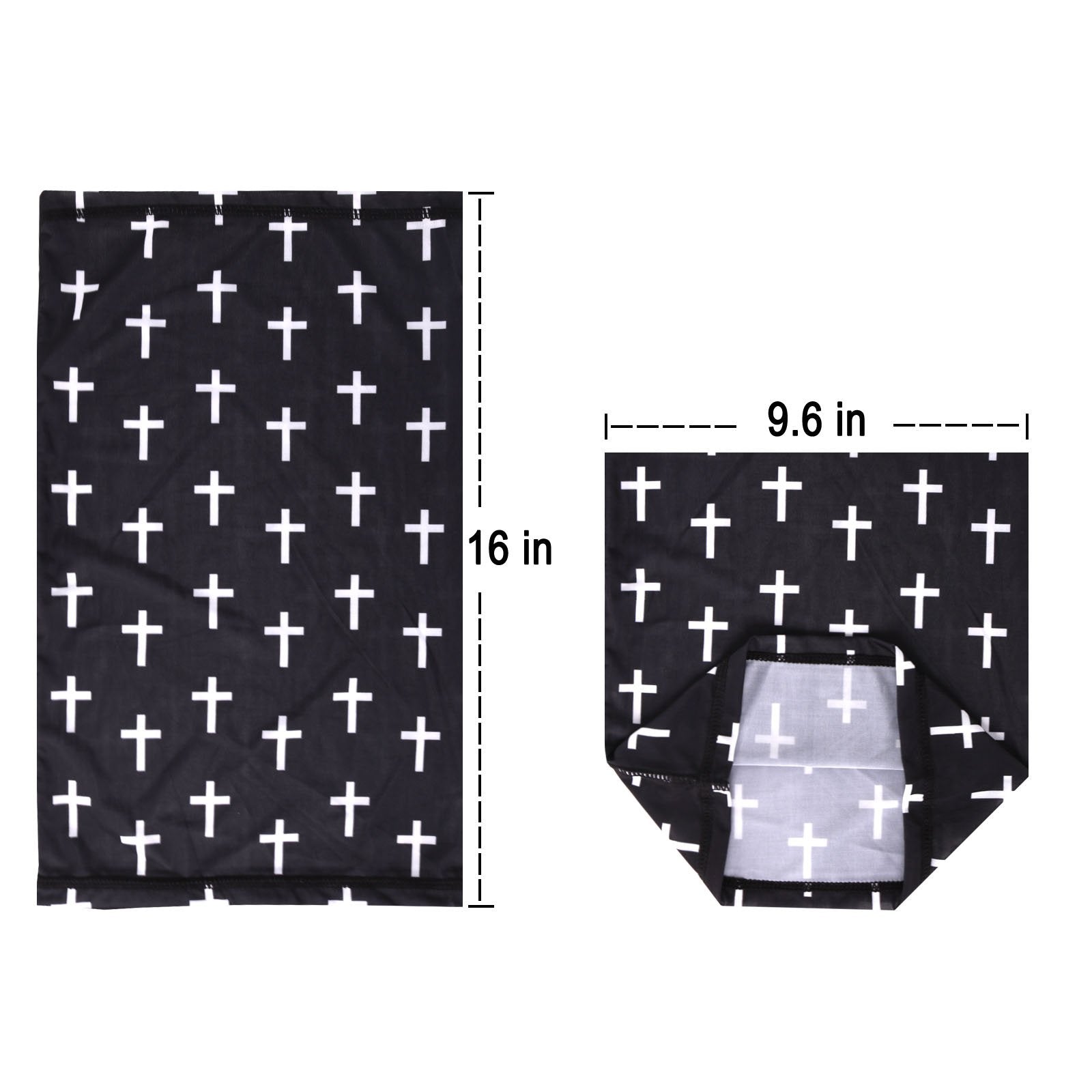 NFC-9021  Black White Crosses Print Neck Gaiter Face Mask Reusable, Washable Bandana /Head Wrap Scarf-1Pcs/Pack