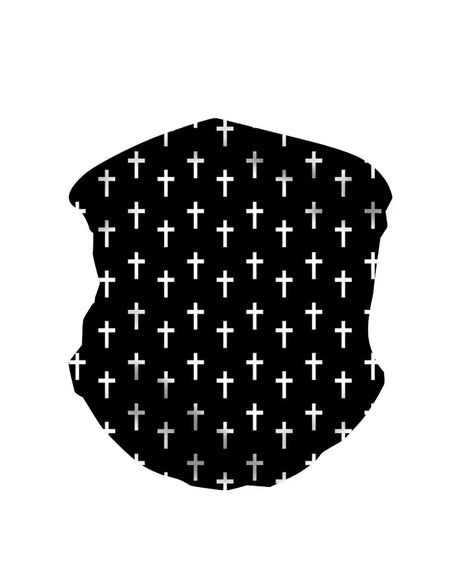 NFC-9021  Black White Crosses Print Neck Gaiter Face Mask Reusable, Washable Bandana /Head Wrap Scarf-1Pcs/Pack